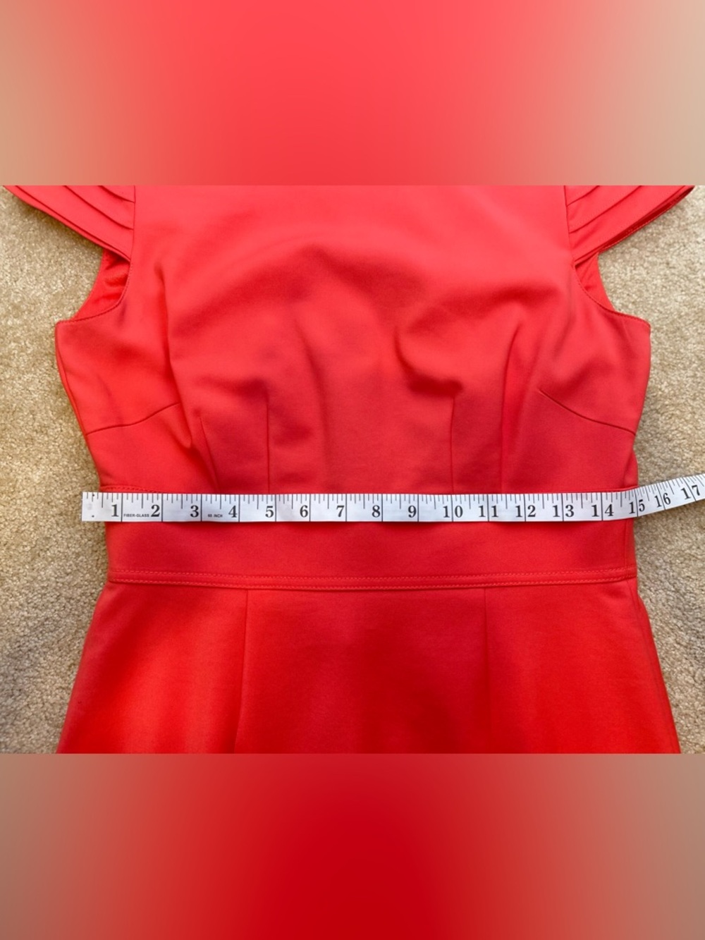 Women's ANTONIO MELANI Coral Cap-Sleeve Elegant Waist-Defined Midi Dress SZ 4 - Picture 11 of 14